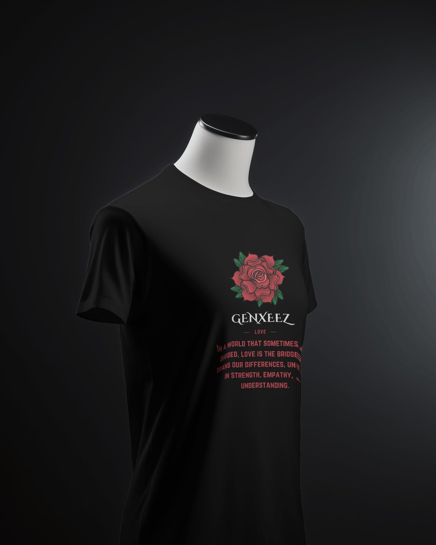 OVERSIZED T-SHIRT  LOVE ROSE BLACK RED