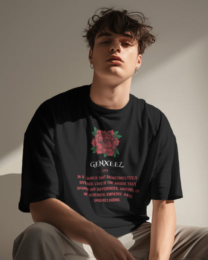 OVERSIZED T-SHIRT  LOVE ROSE BLACK RED