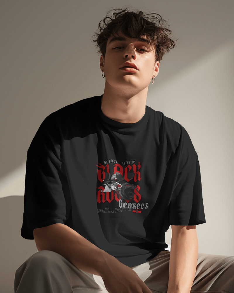 OVERSIZED T-SHIRT BLACK RED OVERSIZED T-SHIRT BACK PRINT