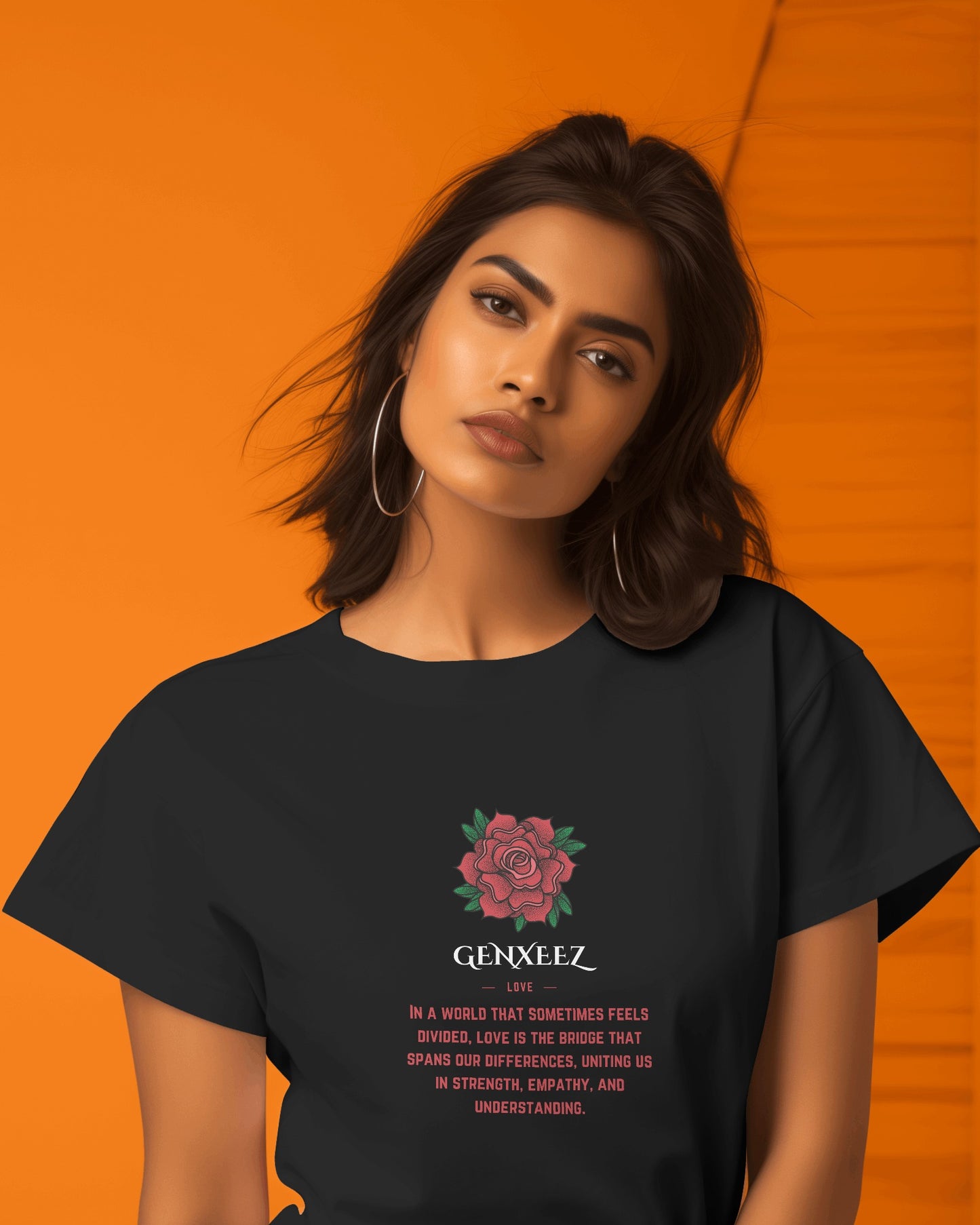 OVERSIZED T-SHIRT  LOVE ROSE BLACK RED